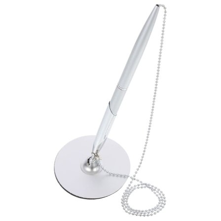 Sikker kuglepenssæt med perlekæde og penneholder, kuglepen til receptionsskranke med pennekæde til bank, kontor, hotel