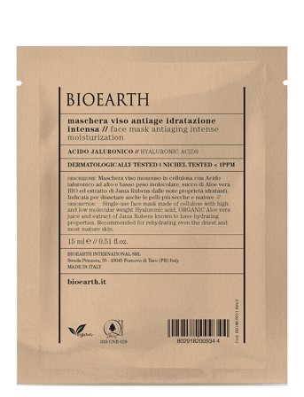 Bioearth Bioearth Face Sheet Mask Antiaging Intense Moisturization - Hyaluronic Acid - Nude - 15 ml