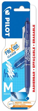 Pilot FriXion Ball Clicker Penna raderbar, 0,7 mm Blå, Märkning & markering