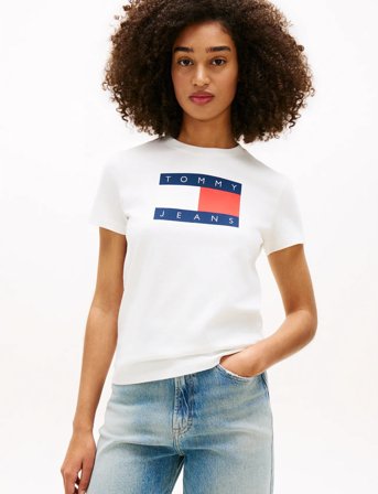 Tommy Jeans Tjw Reg Tj Flag Ss Tee - White - L