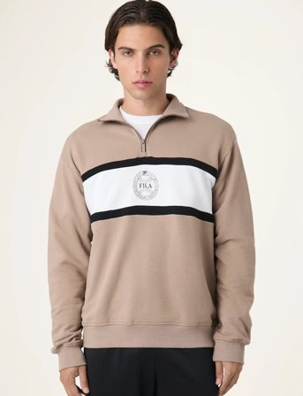 FILA Parella Loose Half-Zip Sweatshirt - Brown - S