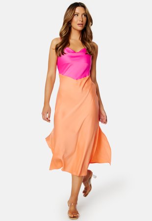 YAS Dotteablock Midi Dress Fresh Salmon Detail: Klær