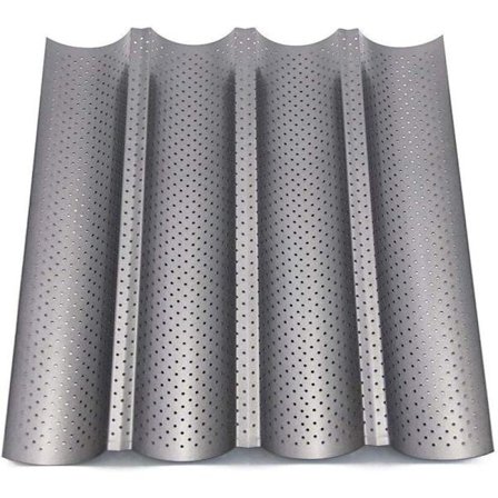 Perforert bakebrettform for 4 baguetter, non-stick, essensielt tilbehør for vellykkede baguetter, DIY