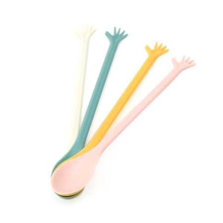 4 st Lång Sked Stark Färg Värmebeständig Europeisk Stil Dessertsked Milkshake Sked För Kök Q