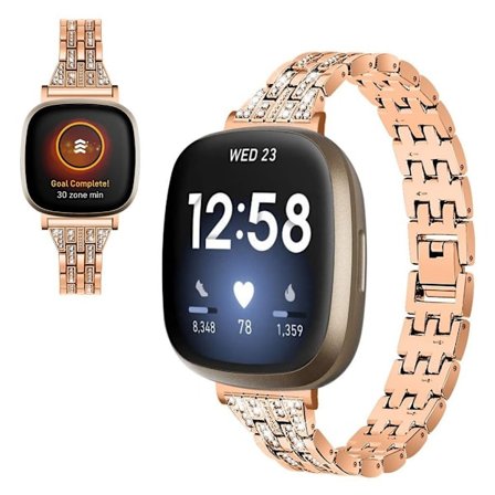 Fitbit Sense / Versa 3 stylish rhinestone décor watch band - Rose Gold