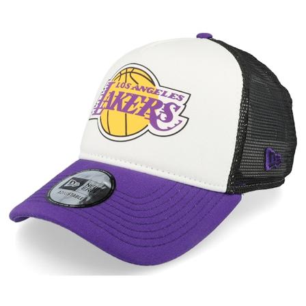 New Era - Los Angeles Lakers Team Colour White/Black/Purple Trucker Trucker White Cap - NBA @ Hatstore