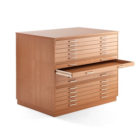 Planschrank SKETCH DIN A0 mit 15 Laden, Laminat Buche