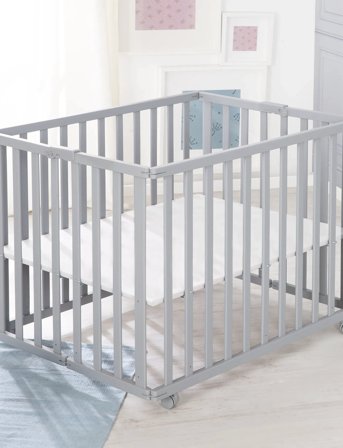 ROBA Wooden Foldable Playpen - White - 74X100CM
