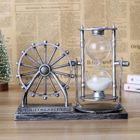 Vintage roterende hjul timeglass ornament Krystallkule håndverk G Silver