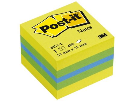 Post-it Sticky-notislappar, minikub, 51 x 51 mm, citrongula färger, 400 blad, 2051-L - Lyreco - Kontorsmaterial - Notes och Post-It - Notes - Kuber