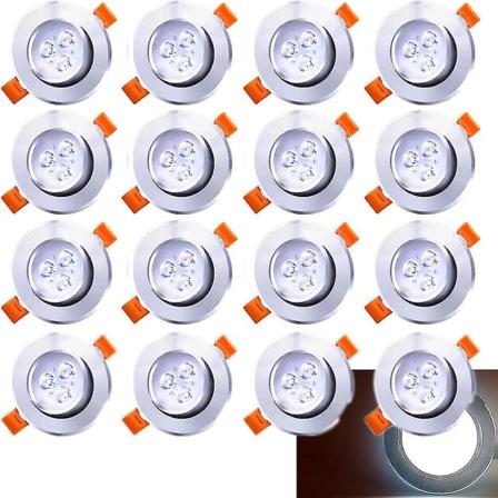 20 kpl upotettuja LED-alasvaloja, 3W kattolamppu, 30° kääntyvä, pyöreät LED-spotit 245 lumenia kylmä valkoinen 3000K, reiän halkaisija 60mm