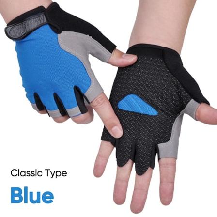 Barne-sykkelhansker Halvfinger Barne-sykkelhansker Barn Sklisikre Pustende Sportshansker For Gutter Jenter Sykkelutstyr Hanske Blå Klassisk Glove Blue