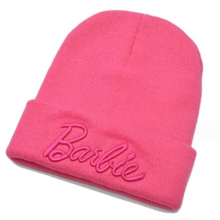 Barbie Film Rosa Hatt Tillbehör för Vuxen Mode Stickad Mössa Watermelon Red