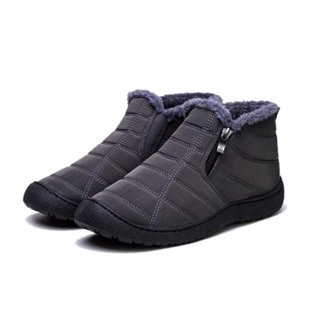 Kvinnors Zip Up Mid Top Ankel Boot Plyschfoder Platta Vinterskor