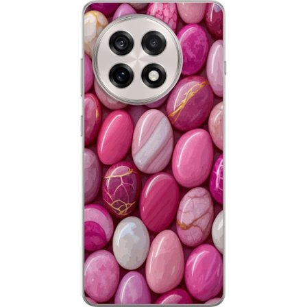 Kompatibelt Mobilskal till OnePlus OnePlus 13R Rosa marmor stenar - lyxig pastellmix av rosa, lila och vitt med glansig struktur och feminin känsla.