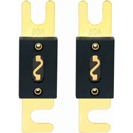 2-pak ANL-sikring - 80A - til bilstereoanlæg - Sort og guld