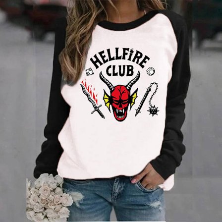 Unisex Hellfire Club Stranger Things T-shirt Dam/Herr Långärmad Topp Svart