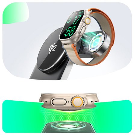 Joyroom 3-i-1 opladningsstander med trådløs opladning - Sort