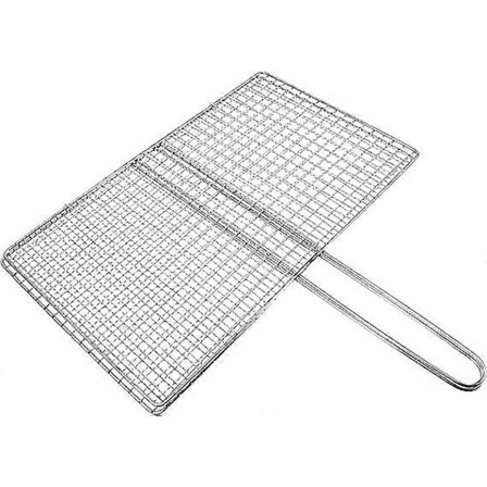 Grillkurv Rustfrit Stål Barbecue BBQ Grillkurv Trådnet med Håndtag til Fisk Kød Grøntsager Rejer Udendørs Grilltilbehør (FMY)