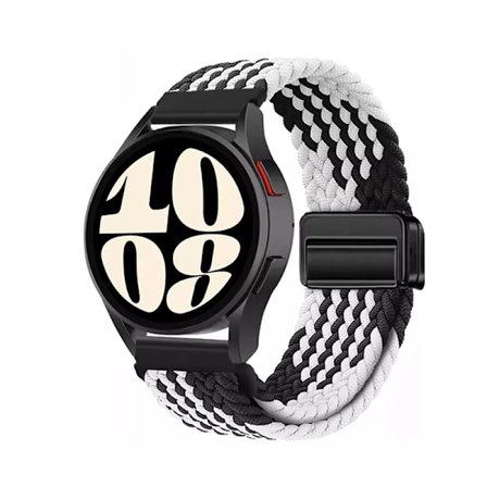 Tyylikäs mustavalkoinen nylonkudottu magneettinen 22mm kellon ranneke