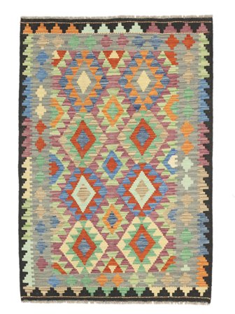 Kilim Afghan Old Style Rug Hand Woven 103X149 Green/Dark Yellow Afghanistan
