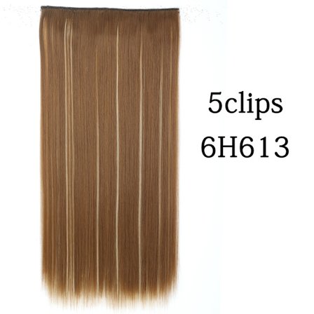 Syntetisk 22 32 tum 5 Clips Hårförlängning Värmebeständig falska hårstycken Långa vågiga frisyrer Clip In Hair Extensions