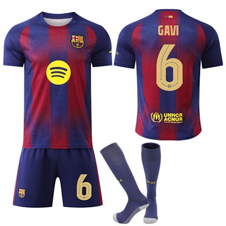 2025-2026 Barcelona UEFA Champions League Ny Fotballdrakt (Inkludert Sokker) No.6 Gavi