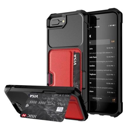 iPhone 7 Plus / 8 Plus hybrid etui med læderbelægning - Rød Red