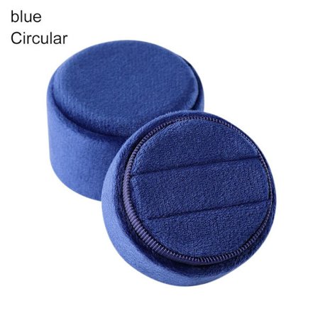 Velvet smykkeskrin Dobbelt ring opbevaringsæske BLÅ CIRKULÆR