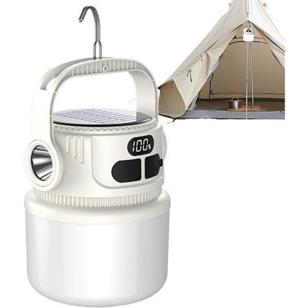 Solar Camping Lanterne, Bærbar Udendørs Lampe 1200mAh, Genopladelig Lommelygte med LCD-Skærm til Have Gang Terrasse Lysthus Vandring Hjem Gårdhave