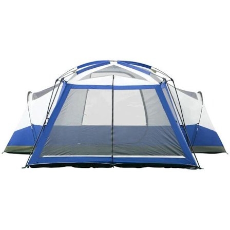 Rootz Campingtelt - 6-8 personers telt - Familietelt - Kuppeltelt - Med forværelse - 2 vinduer - Polyester/glasfiber/stål - Blå/Grøn/Grå - 518 x 487 x