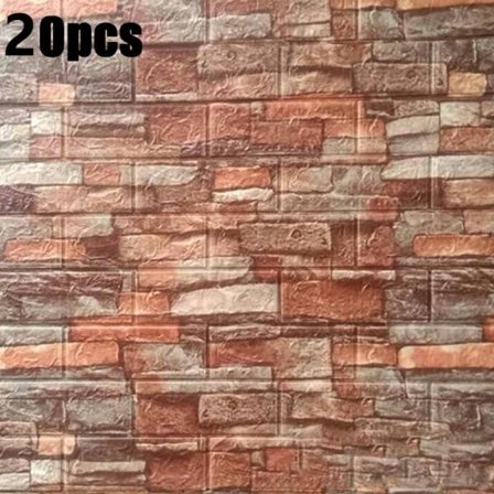 20 ST Kakel Väggdekal Självhäftande Vattentät 3D-skumpanel röd 20 STK