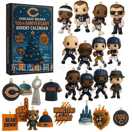 Chicago Bears 106-års jubilæum Adventskalender, 2025 Julegave Blind Box