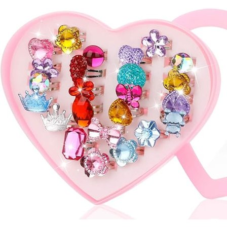 24 stycken kristallringar för tjejer, prinsesssmyckesringar med h