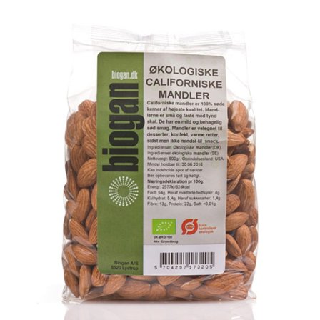 Biogan Mandler Californiske 400 g, Helse & Madvarer, Nødder, Mandler