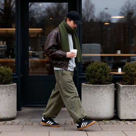 Baltic | Olivfarbener Rippstrick-Schal aus Acryl für Männer - Winterschals