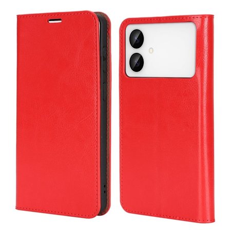 Crazy Horse Samsung Galaxy S26 Edge Plånboksfodral Äkta Läder - Röd