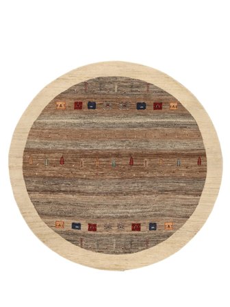 Ø 200 Tapis Gabbeh Loribaft Moderne Rond Marron/Orange (Laine, Inde) Carpetvista