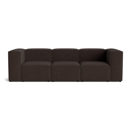 Lissabon 3 Personers Modulsofa - Mørkebrun Kvalitetsstof - Holdbar Krydsfiner Ramme - 270x100x72cm
