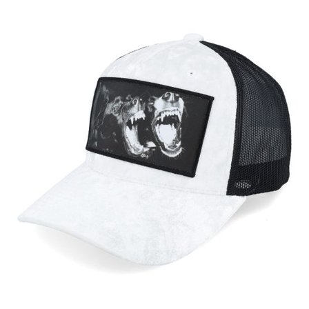 Calza Pennello - Vit trucker Keps - Dogs Velvet White/Black A-frame Trucker @ Hatstore