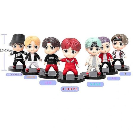 7 stk./1 sæt Koreanske Bts Figurer Samling Medlemmer Håndlavede Bordpynt Dukker