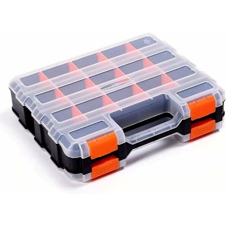 Kaksipuolinen työkalulaatikko irrotettavalla muoviväliseinällä, O