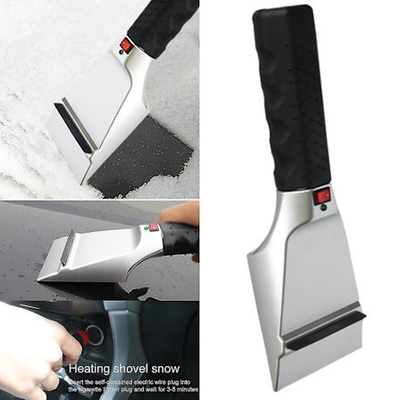 Elektrisk bilis-skrapa med värme Rengöringsskyffel Vindrutesnöborttagningsverktyg