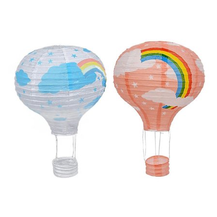 2 stk. 12 tommer varmluftballon papirlanterne lampeskærm loftlampe bryllup fest dekoration - Pink Rainbow