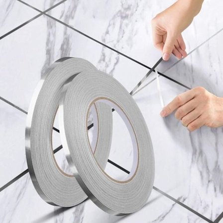 Itseliimautuva vedenpitävä koristeteippi lattioille, seinille, katoille, oville ja ikkunoille hopea 2 rullaa 0,5 cm x 50 m kodin sisustus