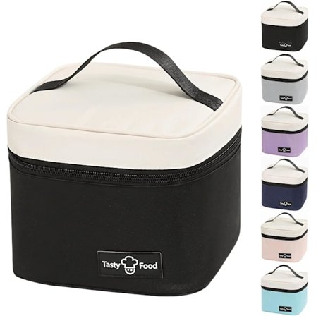 Lunsjpose for kvinner og menn, isolert gjenbrukbar lunsjpose lunsjboks, lekkasjesikre lunsjposeposer for jobb, kontor, piknik eller reise (svart)