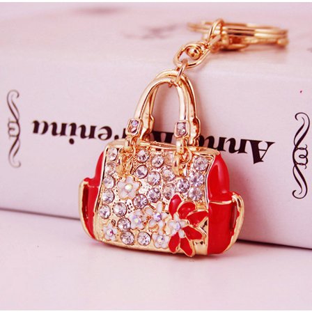 Kvinders Taske Nøgleringe til Kvinder Bling Taske Nøglering til Pige Håndtaske eller Bilhæng, Rød