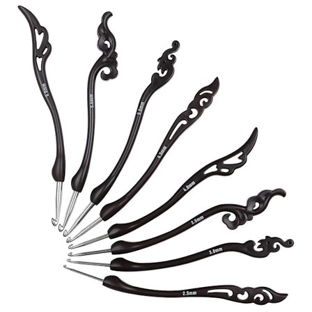 Ergonomiske hæklenåle, unik hækleform til 'pennegreb', glatte strikkepinde, letvægts- og holdbart væveværktøj i aluminium