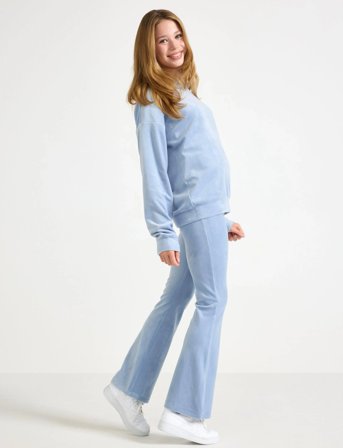 Lindex Trousers Flare Velour - Blue - 164