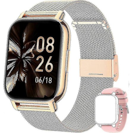 Smartwatch för kvinnor med blodtrycksmätare, pulsmätare och över 100 sportlägen